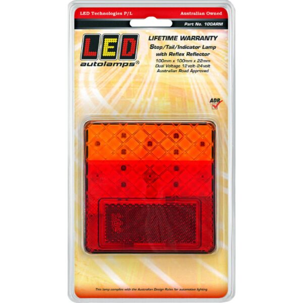 100ARM STOP/TAIL/INDICATOR MULTI VOLT 100x100mm (EACH)