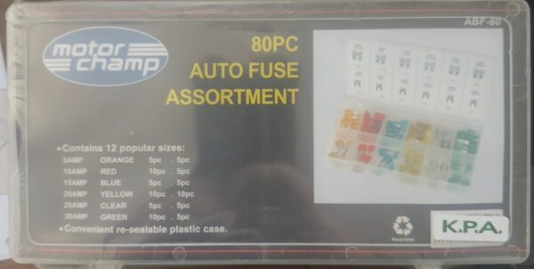 ABF-80 ASSORTMENT BLADE FUSES MINI, MED 80PCE