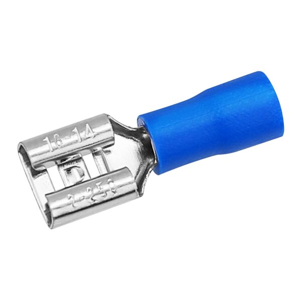 BQCF BLUE CRIMP FEMALE TERMINAL UNINSULATED 6MM (100)