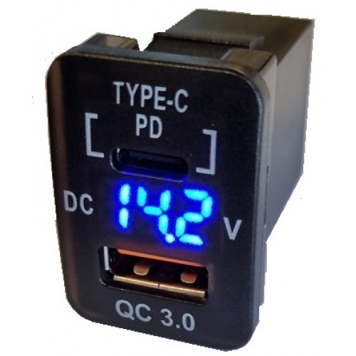 USBTV1 USB CHARGER WITH VOLTMETER SUIT LATE TOYOTA