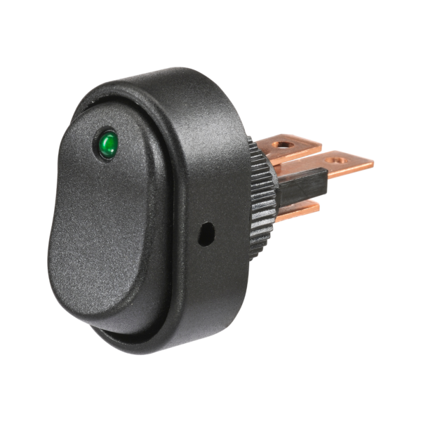 N62058BL ROCKER SWITCH W/GREEN PILOT LIGHT 12V 30A SPST